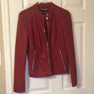 Express red faux leather jacket